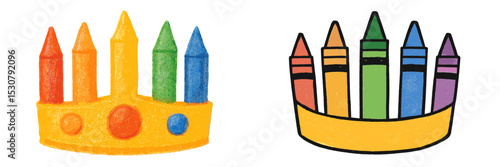 Colorful crown made of crayons designed for a fun art project in a creative learning space