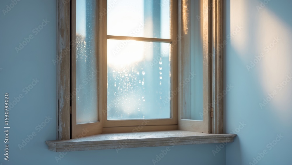 Obraz premium Close-up of a window featuring an empty sill.