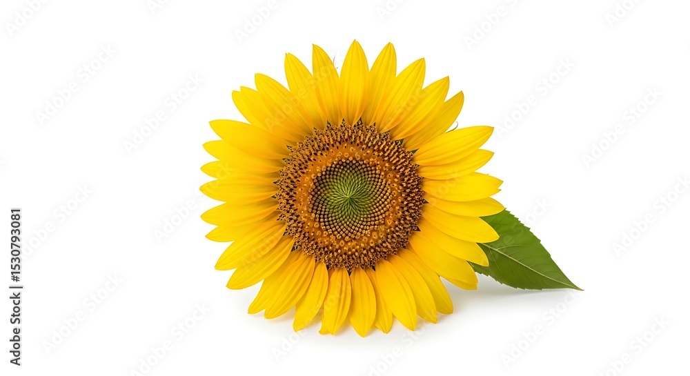 Close-up of a bright yellow sunflower on white background Close-up of a bright yellow sunflower on white background