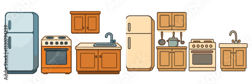 Modern kitchen furniture and appliances designed for functionality and style in home interiors