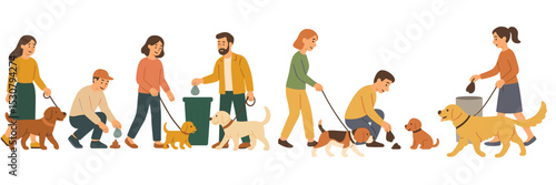 Walking and caring for dogs at a community park during a sunny afternoon with pet owners enjoying time outside