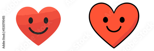 Colorful heart shapes with smiling faces showcase joy and positivity in a clean, bright design setting