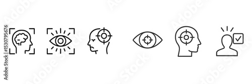 Illustrating mental awareness and perception through visual targets and icons representing human understanding