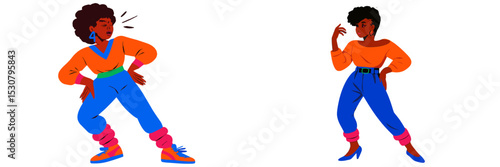 Stylish dance moves showcased by two women in colorful outfits, celebrating confidence and self-expression during an energetic session