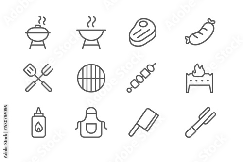Grilling essentials showcasing various barbecue tools and food items for outdoor cooking