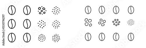 Various patterns of beans in different arrangements showcasing diversity in shape and formation in a simple design