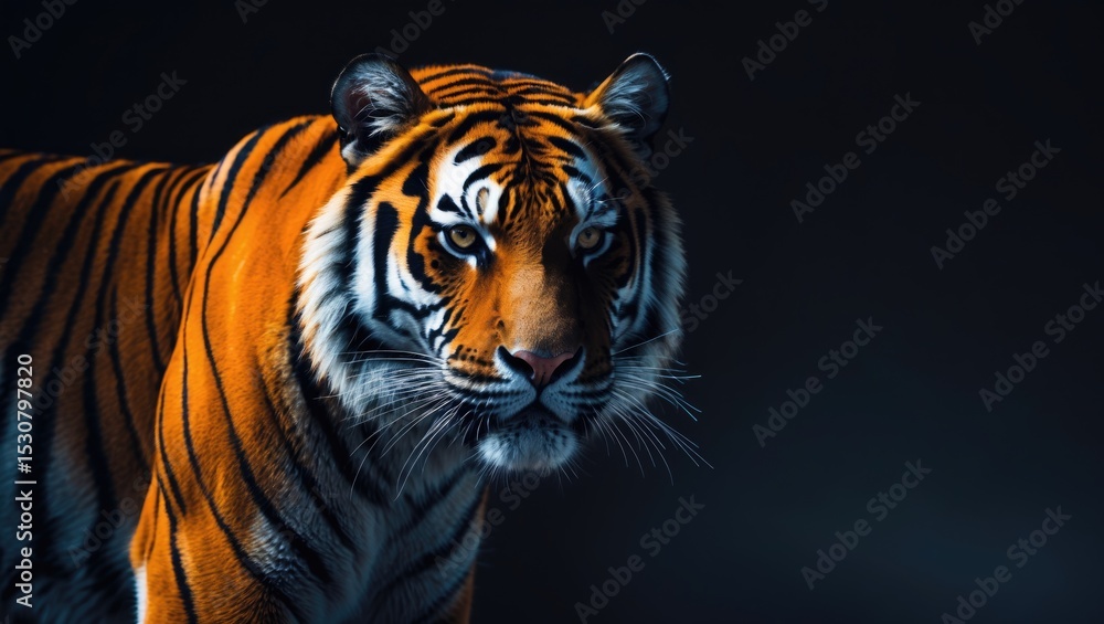 Fototapeta premium A tiger prepared to launch an attack while gazing directly at you