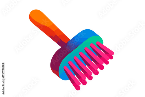 Colorful grooming tool with vibrant design for pets featuring multi-colored handle and bristles