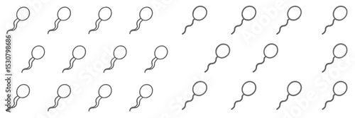 Sperm cells arranged in a grid pattern on a plain background illustrating reproduction concepts
