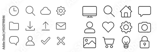 Collection of minimalistic icons representing various activities and objects often used in digital interfaces and applications