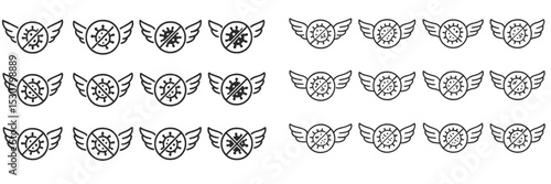 Various winged emblem designs displayed in a repetitive pattern with intricate details showcasing creativity and artistic flair