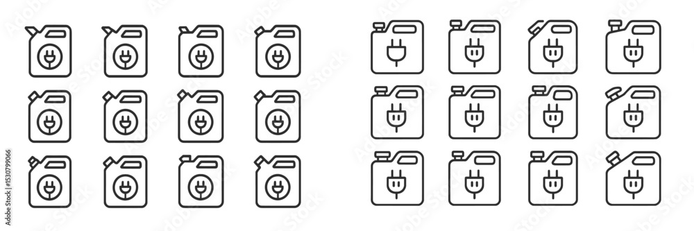Icons representing fuel and electric charging options for vehicles in a clear, organized grid layout Icons representing fuel and electric charging options for vehicles in a clear, organized grid layout