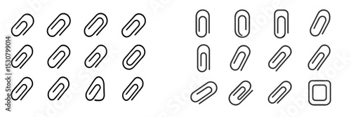 Patterns of paper clips arranged in neat rows and groups against a plain background showcasing minimalistic design