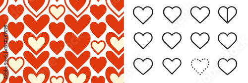 Beautiful heart pattern designed for Valentine's Day celebration with blank hearts for creative use