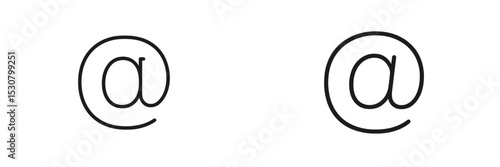 Two stylized representations of the at symbol in black and white on a plain background