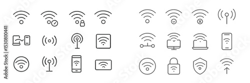 Symbols representing wireless signals and connectivity displayed on a digital interface during a tech seminar or workshop