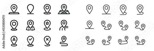 Collection of map location icons for navigation and geolocation purposes