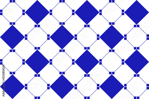 Mexican seamless geometric pattern with square. Mexico ceramic tile in blue. Vector illustration. Mosaic design art.