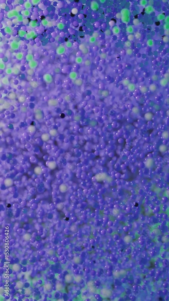 Abstract purple and green particle sphere Movement. 3D animation of colorful abstract spheres in motion. Dynamic colorful spheres in abstract space Abstract purple and green particle sphere Movement. 3D animation of colorful abstract spheres in motion. Dynamic colorful spheres in abstract space