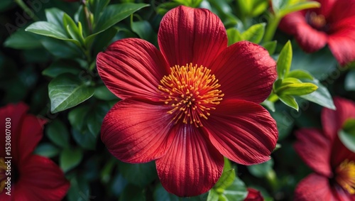 Wallpaper Mural A macro lens captures a blooming zinnia flower fully in bloom and photographed closely. Torontodigital.ca