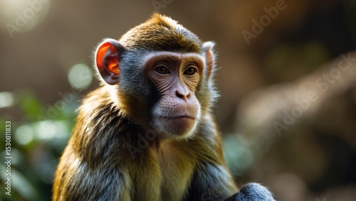 Close-up of a Barbary macaque on the Rock of Gibraltar, Great Britain