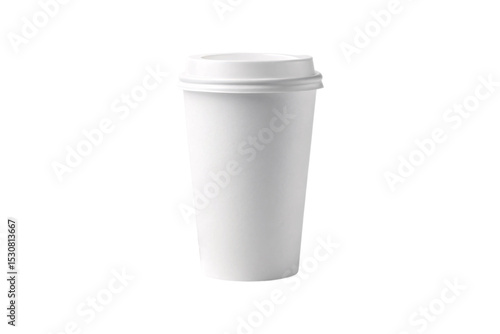 Wallpaper Mural White disposable coffee cup with white lid showcasing simple elegant takeaway cup design, isolated on a transparent background Torontodigital.ca