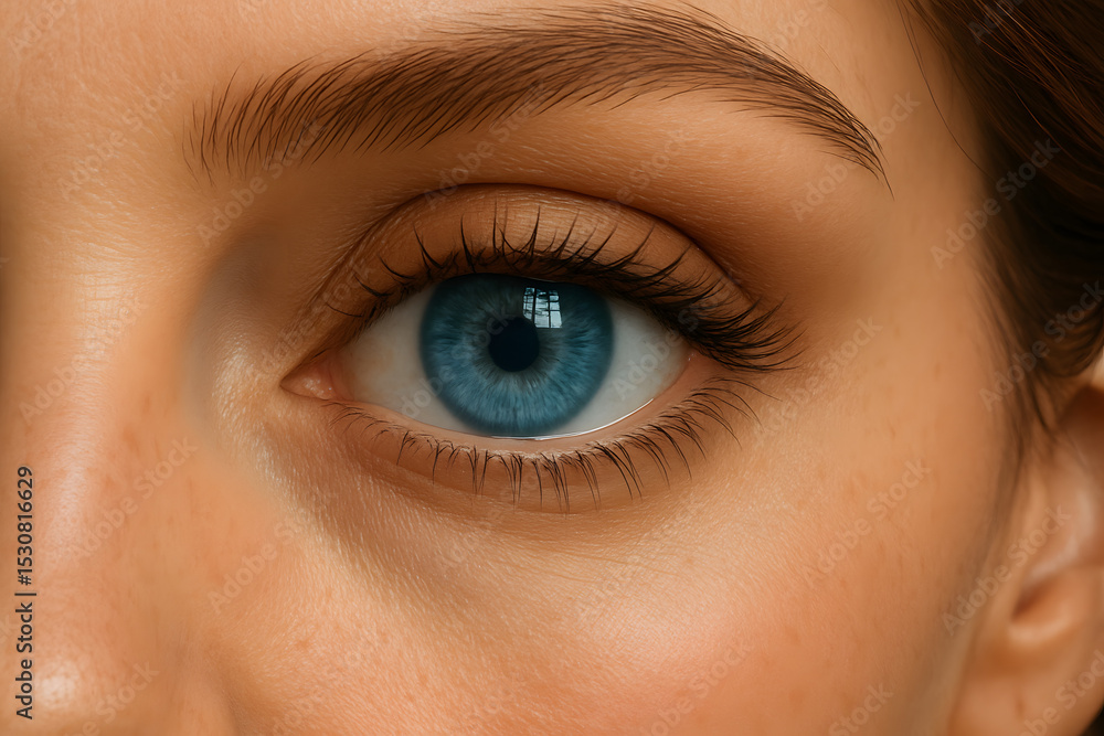 Obraz premium close up of female eye with blue eyes