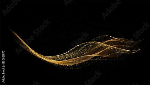 Abstract shiny color gold wave design element. Vector illustration. Merry Christmas and Happy New Year Background. BG for invitation and greeting card