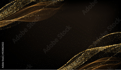 Abstract shiny color gold wave design element. Vector illustration. Merry Christmas and Happy New Year Background. BG for invitation and greeting card