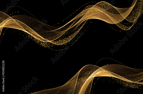 Abstract shiny color gold wave design element. Vector illustration. Merry Christmas and Happy New Year Background. BG for invitation and greeting card