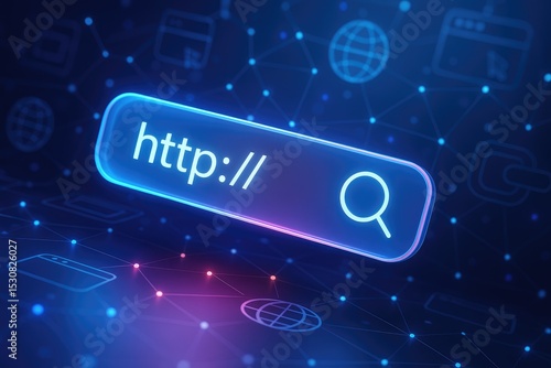 Glowing http search bar digital network technology