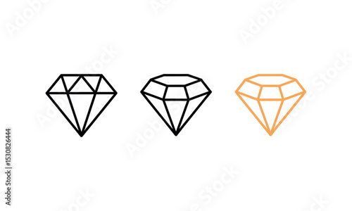 Set of Diamond Icons in Black Orange and Yellow Representing Luxury and Wealth