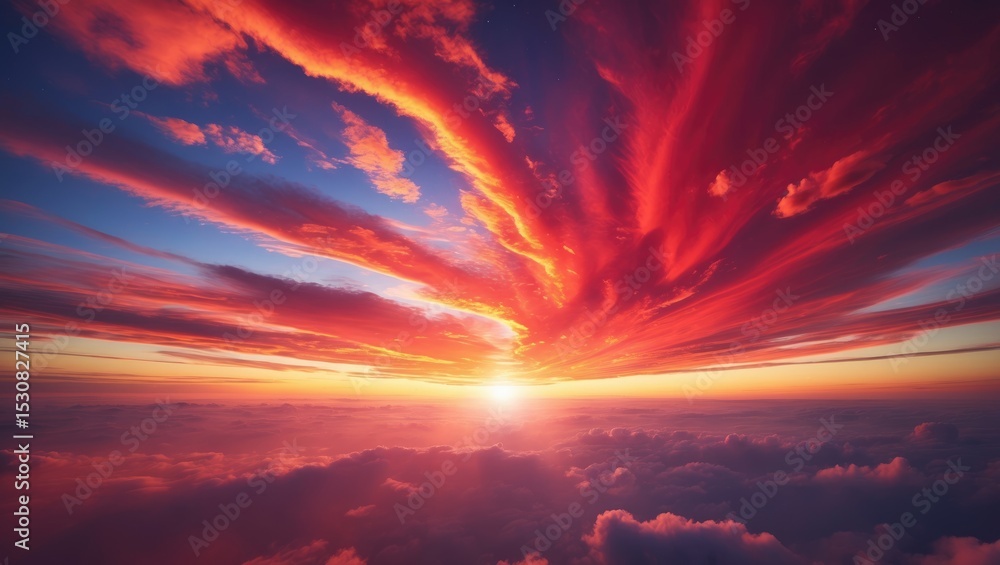 Fototapeta premium Crimson sky whispers tranquil beauty