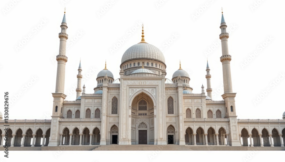 Fototapeta premium A beautiful mosque architecture building on a white background.