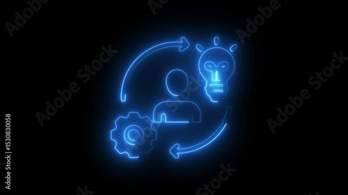 Wallpaper Mural Glowing neon competence, icon isolated business efficiency concept, how much a company or organization can produce as it relates to time, cost and quality on motion graphics Torontodigital.ca