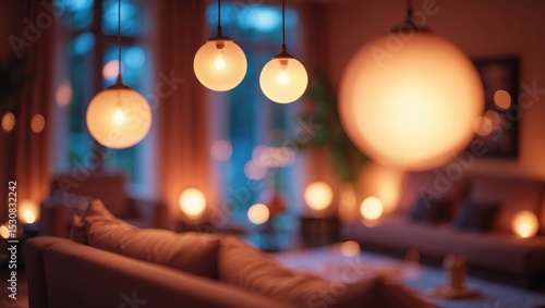 Wallpaper Mural Cozy living room featuring warm lighting and an ambiance with a blurred background. Torontodigital.ca