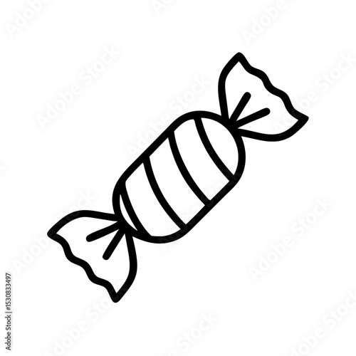 Line art illustration of a wrapped peppermint candy design  