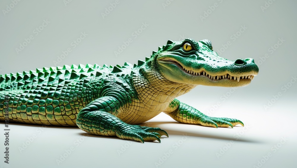 Obraz premium A crocodile isolated against a plain background.