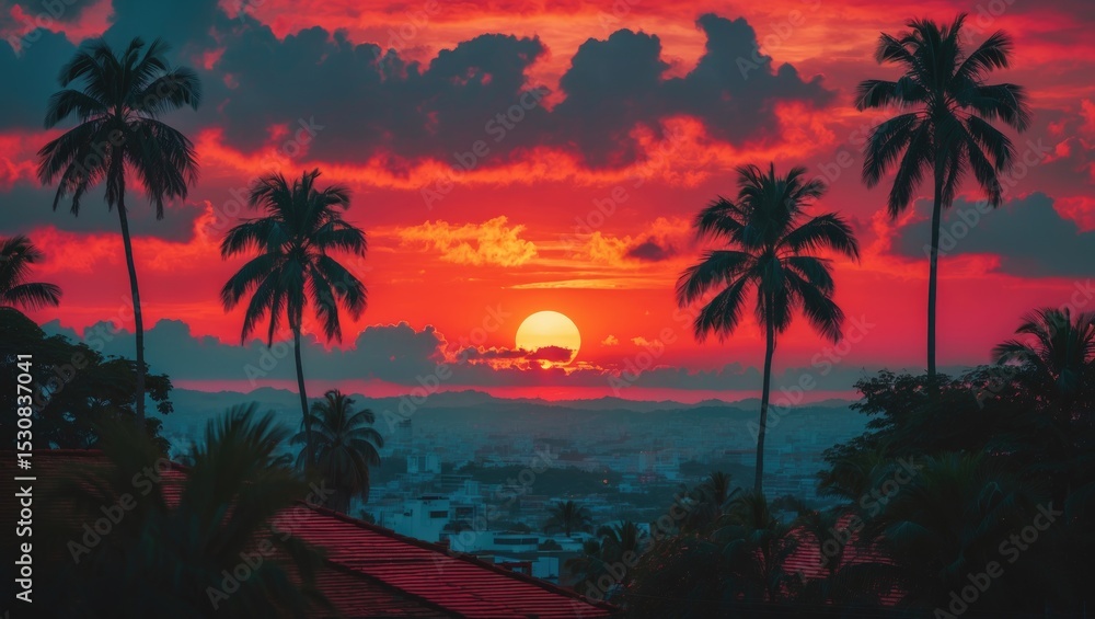 Obraz premium A beautiful colorful background featuring a crimson sunset.