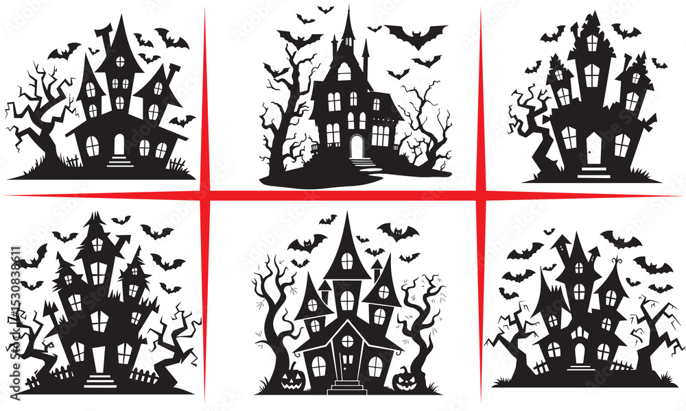 Obraz premium Spooky Haunted House Silhouettes
