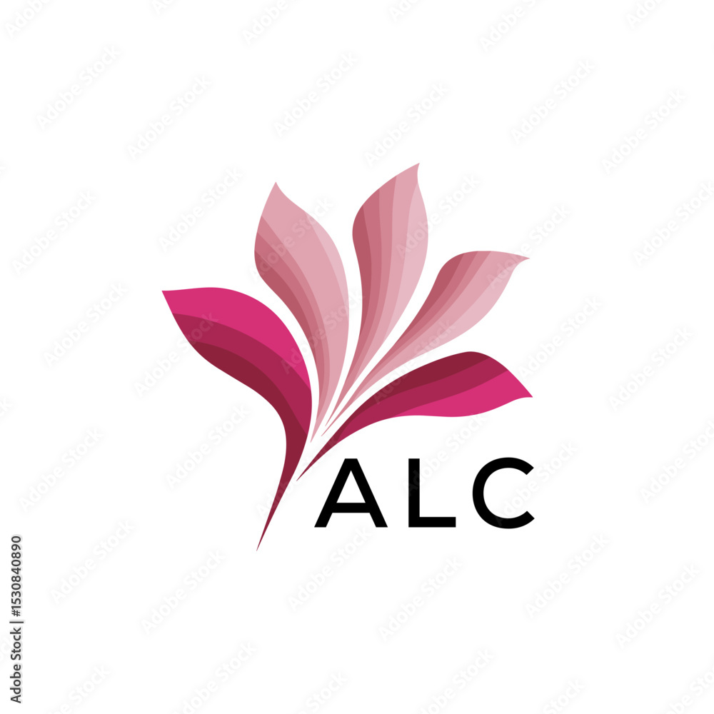 Obraz premium ALC Abstract Pink Floral Logo Design – Modern Petal Icon for Beauty, ALC Later logo Spa, and Wellness Branding 