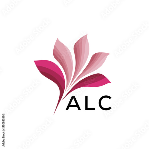 ALC Abstract Pink Floral Logo Design – Modern Petal Icon for Beauty, ALC Later logo Spa, and Wellness Branding
