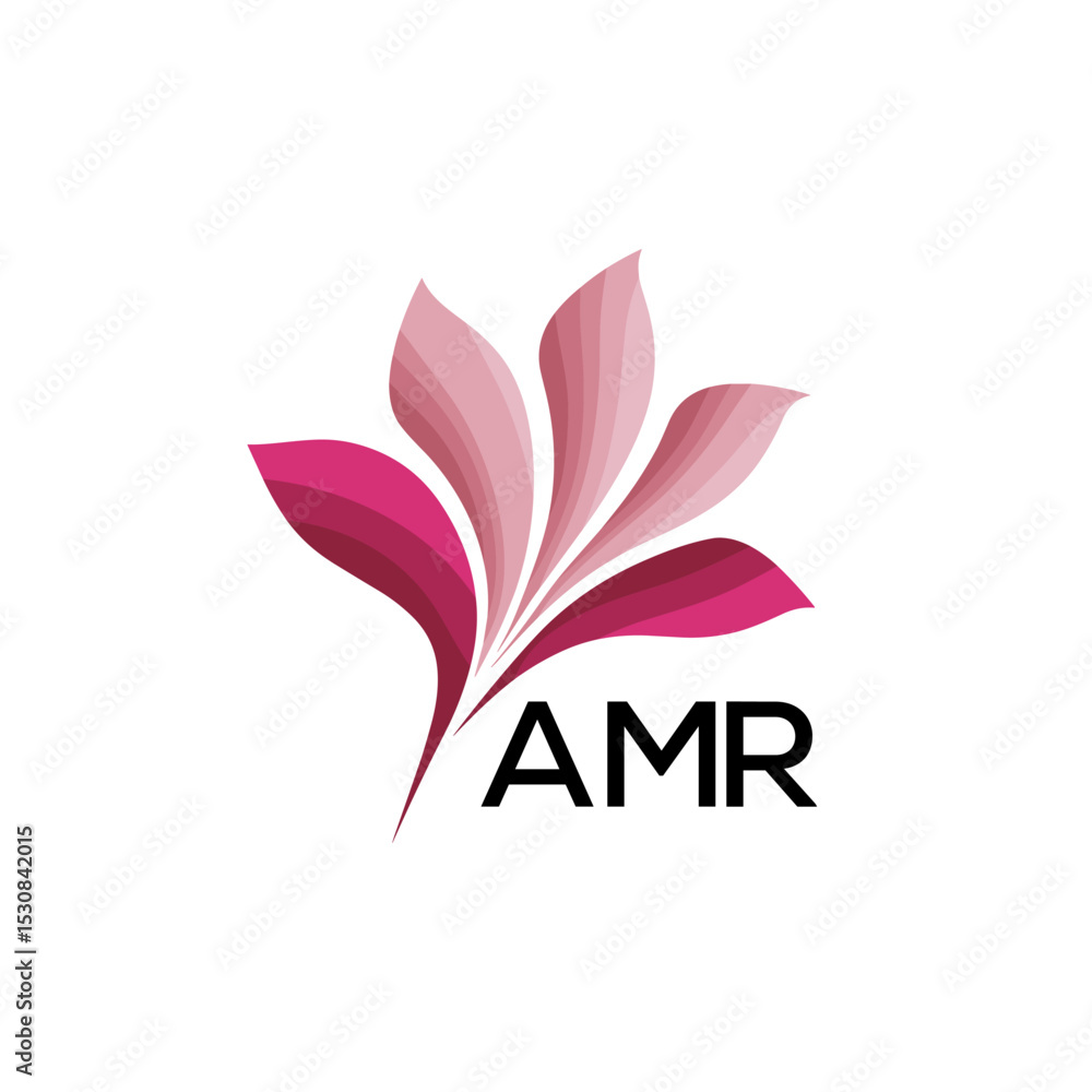 Obraz premium AMR Abstract Pink Floral Logo Design – Modern Petal Icon for Beauty, AMR Later logo Spa, and Wellness Branding 