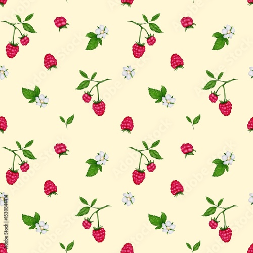 Lush berry pattern showcasing summer's delightful fruits and flowers