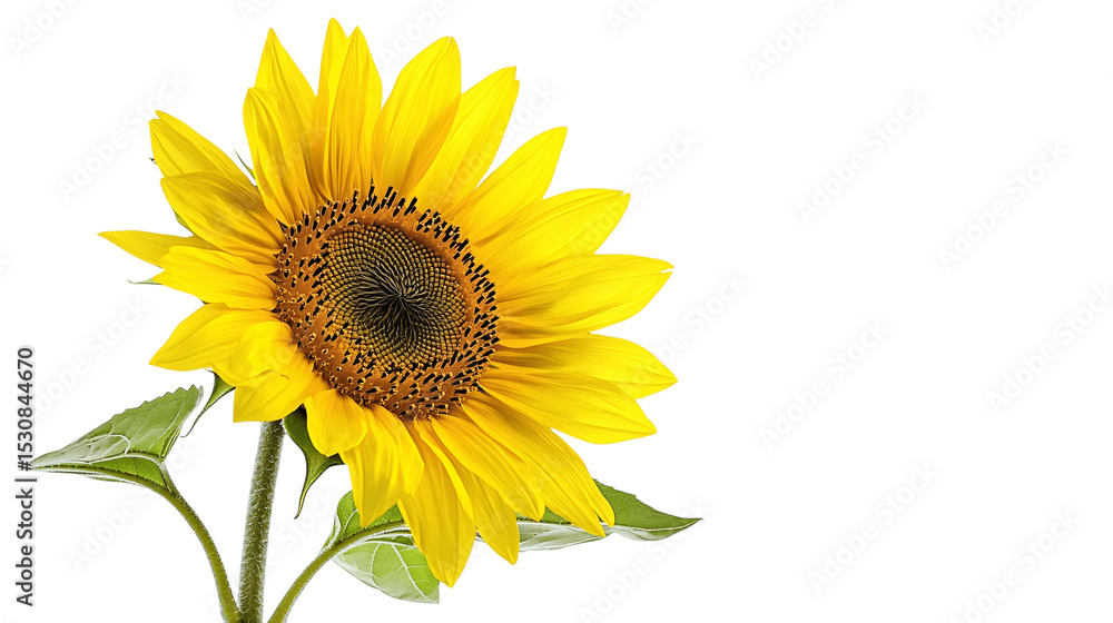 A single sunflower blossom, white background --ar 16:9 A single sunflower blossom, white background --ar 16:9
