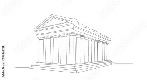 Courthouse Building One Line Art - Continuous Drawing of a Bank or Museum