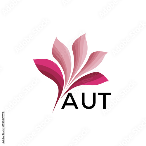 AUT Abstract Pink Floral Logo Design – Modern Petal Icon for Beauty, AUT Later logo,  Spa, and Wellness Branding
