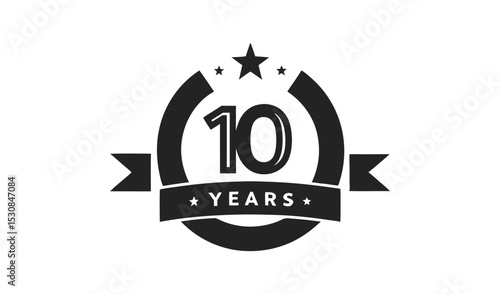 Tenth anniversary badge retro style celebration