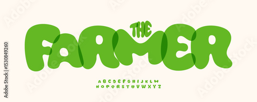 Chunky garden alphabet, plump rounded font, soft playful typeface for eco logo branding, natural headline style, farming cartoon typography, veggie market typographic design. Vector typeset