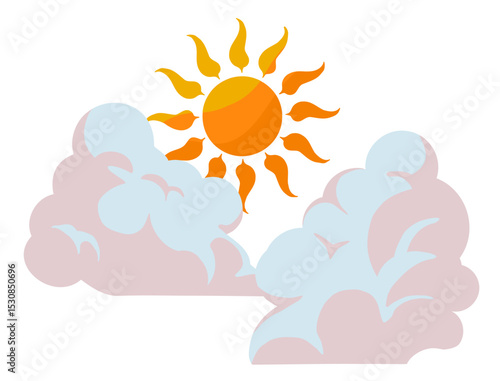 シンプルな雲と太陽のイラスト
